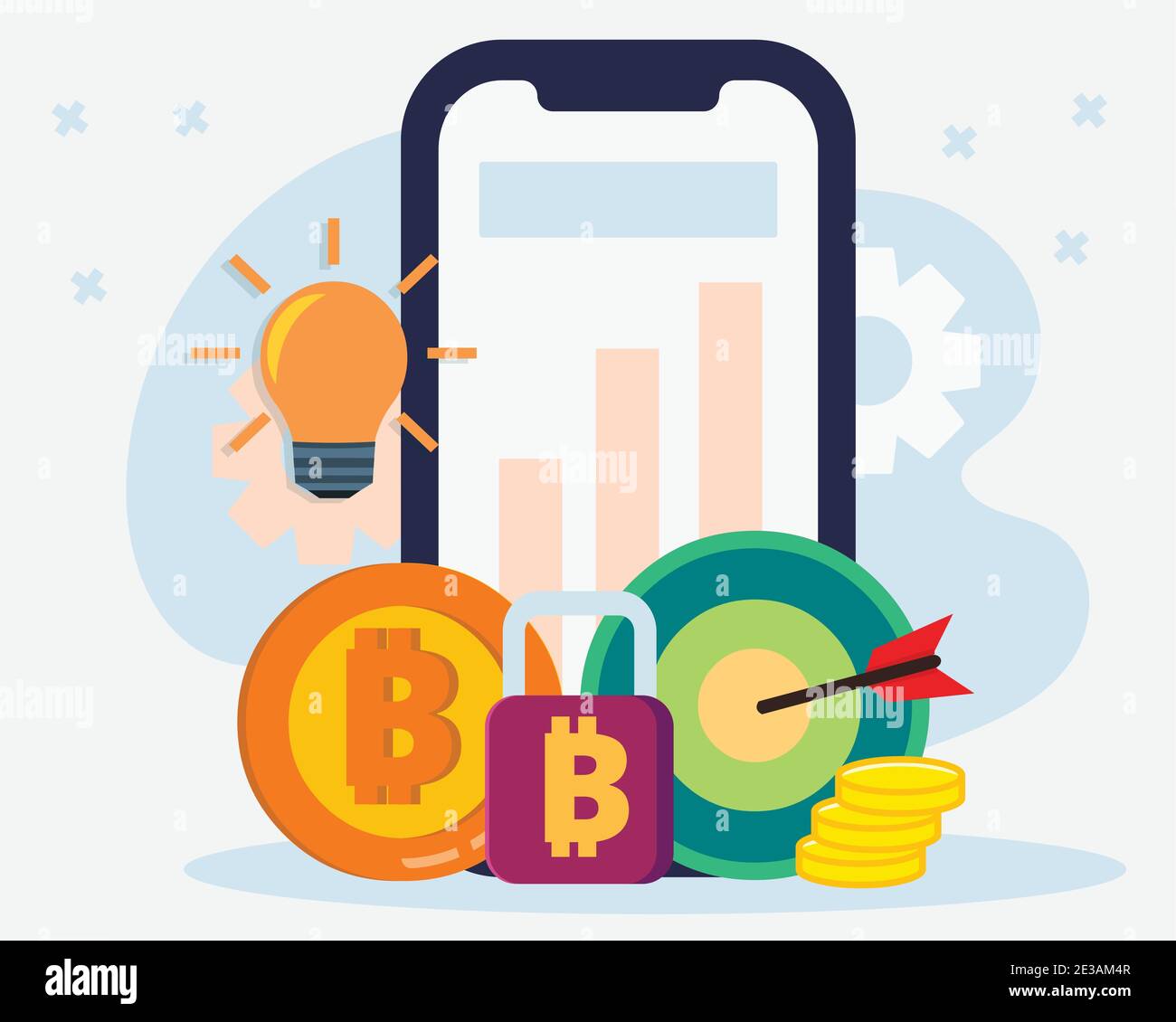 Cryptocurrency transaction on smartphone concept vector illustration Stock Vector