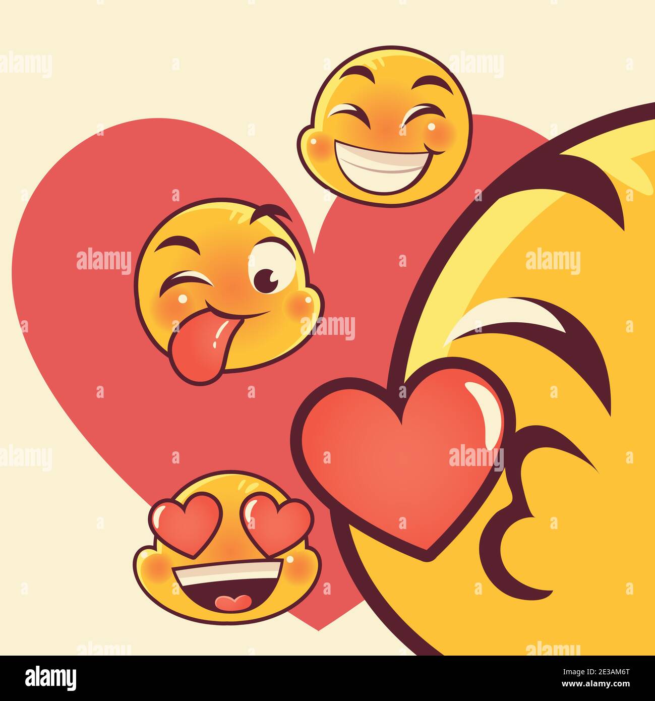funny emoji, emoticon faces tongue out love kiss happy expression social  media vector illustration Stock Vector Image & Art - Alamy