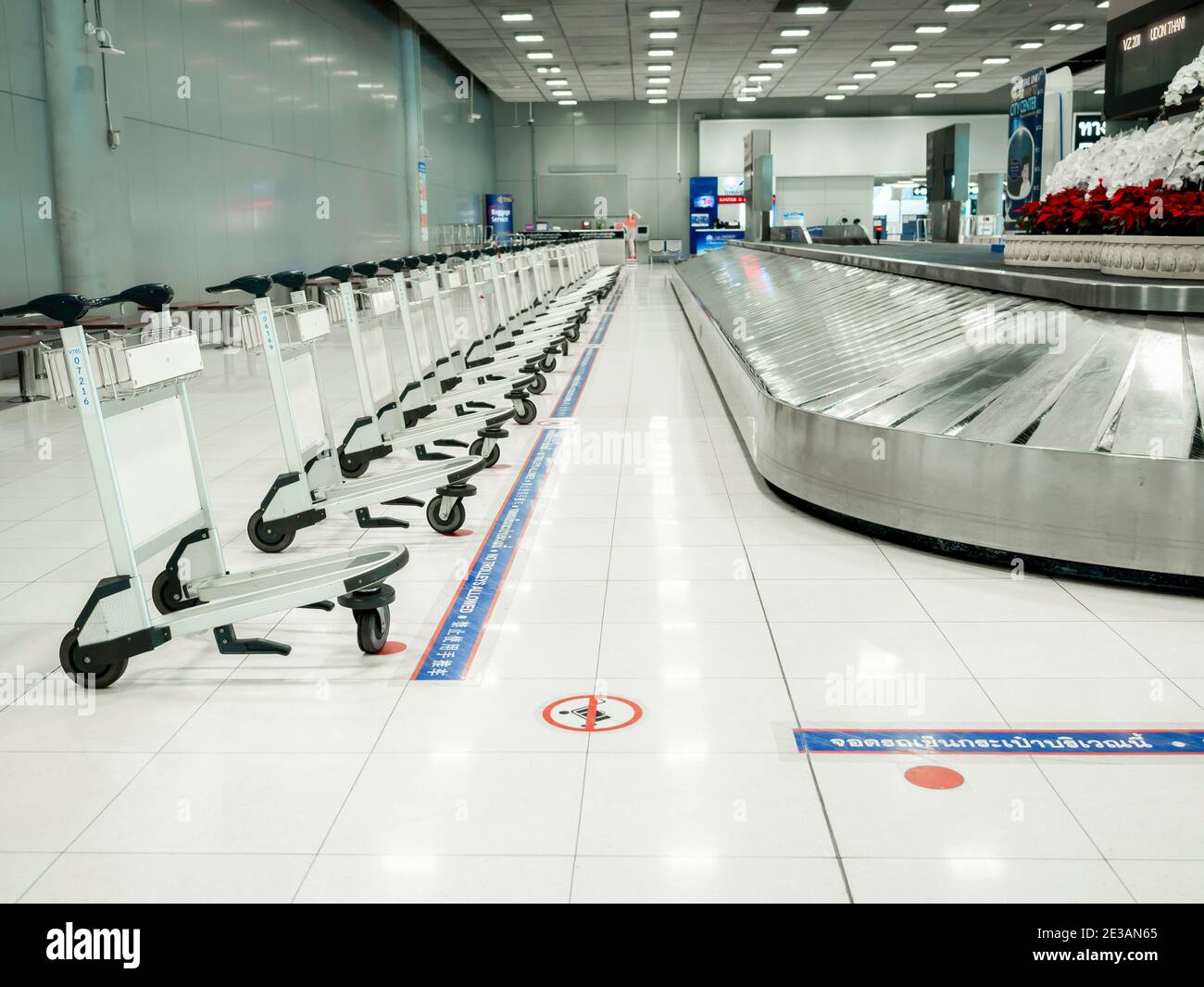 Bangkok, Thailand December 15, 2020 ; Empty luggage trolleys or