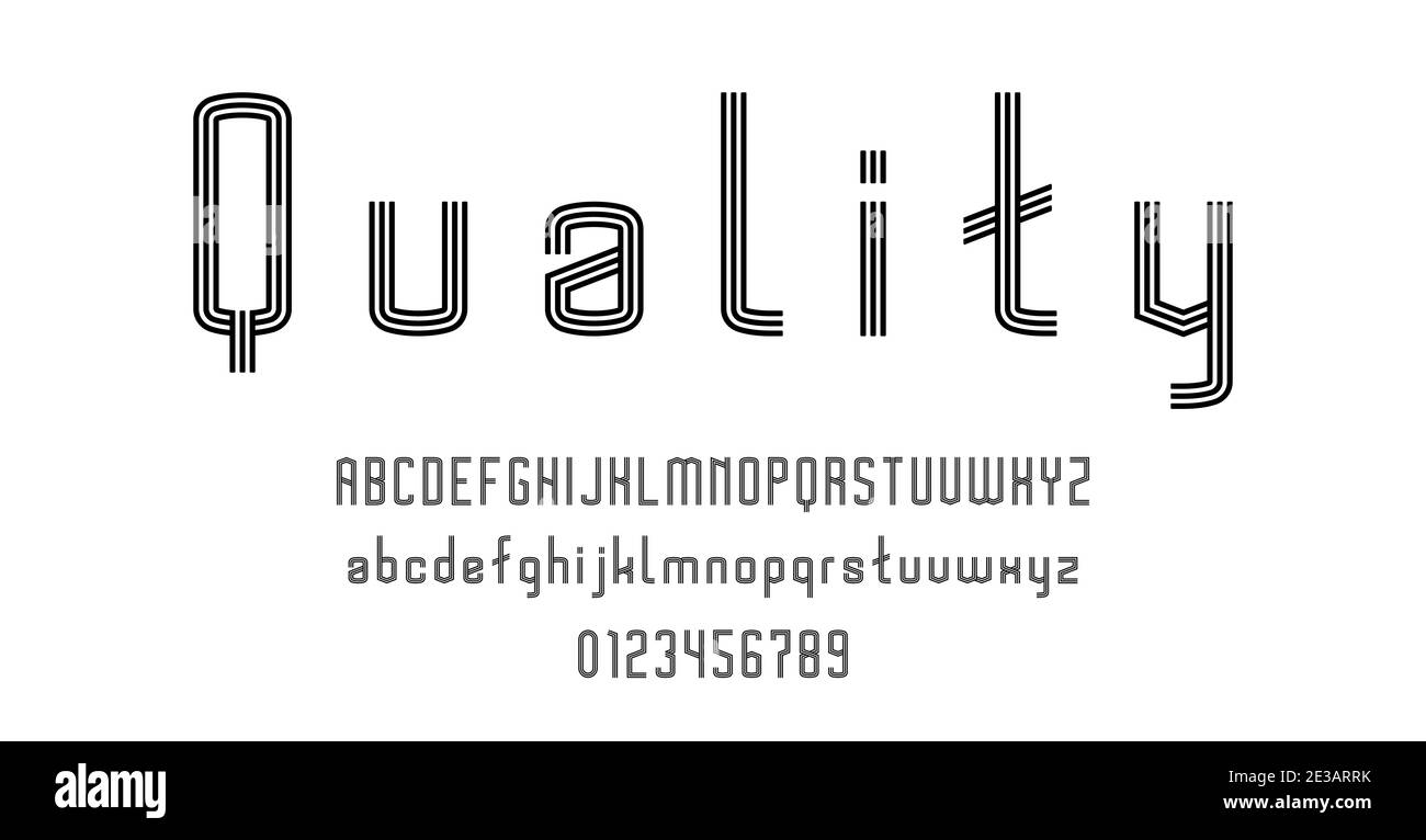 Set of alphabets font letters and numbers modern abstract design with ...
