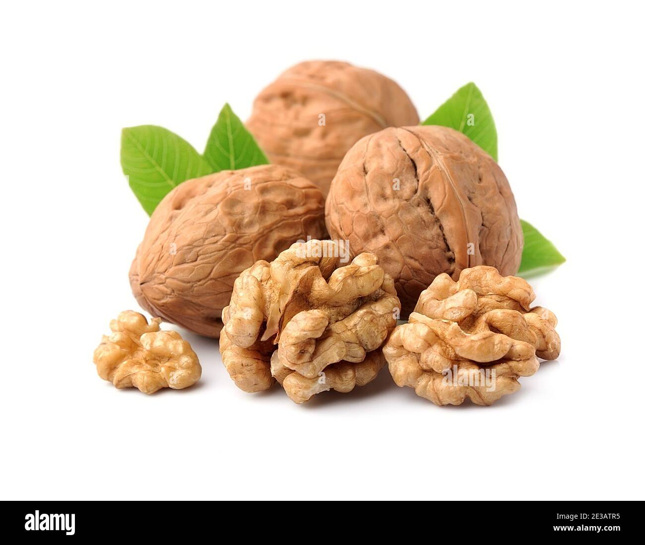 Walnut with leaves isolated on white backgrounds Stock Photo - Alamy