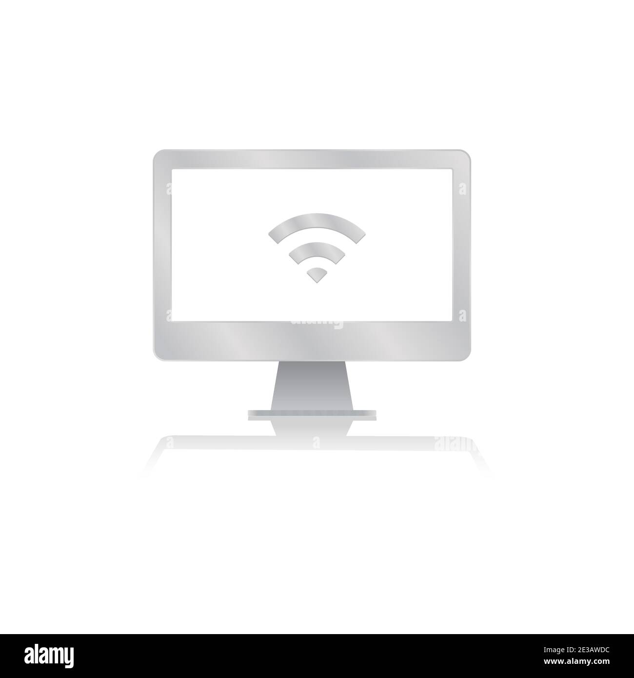 wifi internet connection inside blank screen computer monitor with reflection minimalist modern icon vector illustration Stock Vector