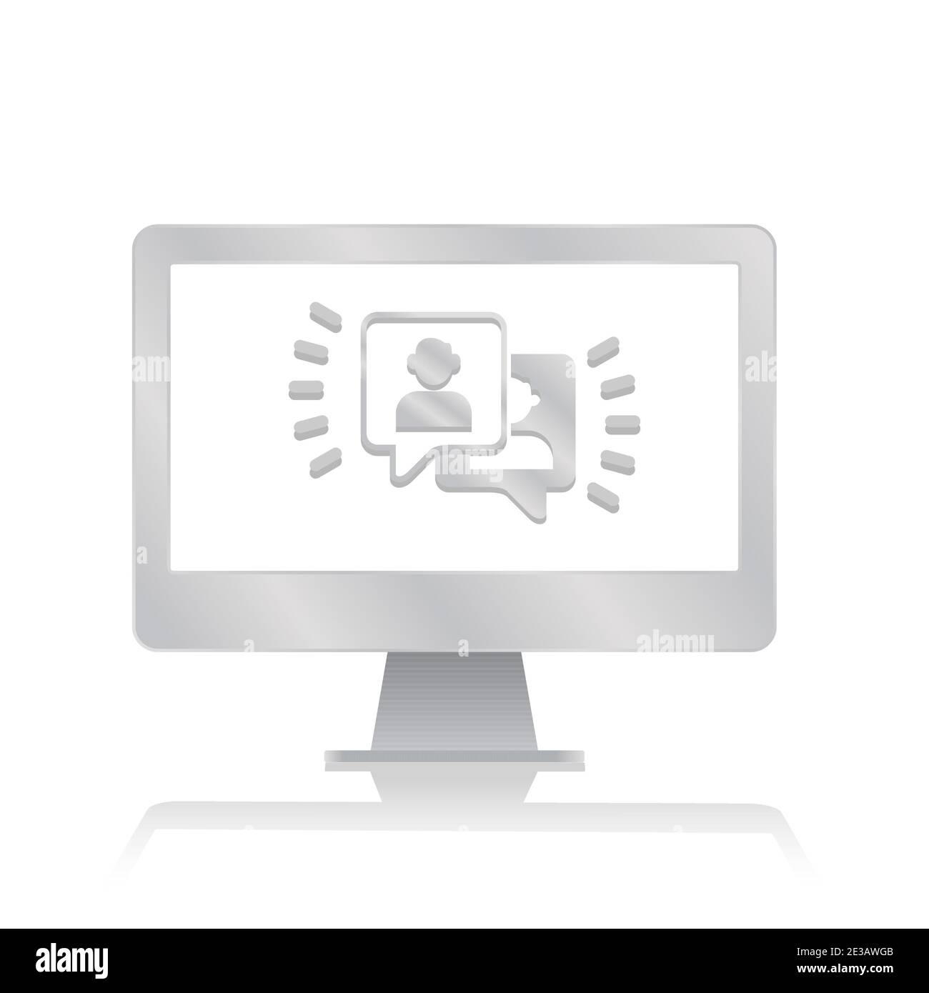 webinar online meeting inside blank screen computer monitor with reflection minimalist modern icon vector illustration Stock Vector