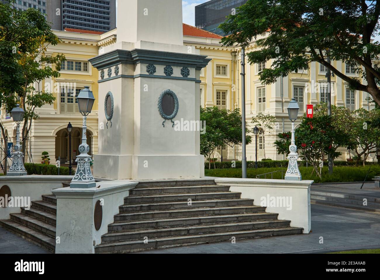 The base of Dalhousie Obelisk, marking the 2nd Singapore visit by Lord James Andrew, the Marquis of Dalhousie and Governor-General of India; Singapore Stock Photo