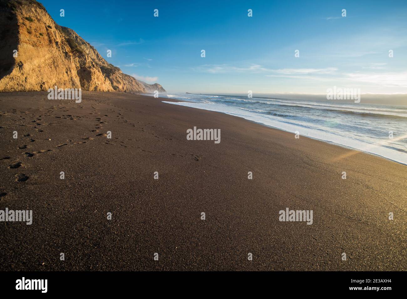 An empty beach with no people in Point Reyes National seashore in California. The California coast is dotted with small isolated beaches. Stock Photo