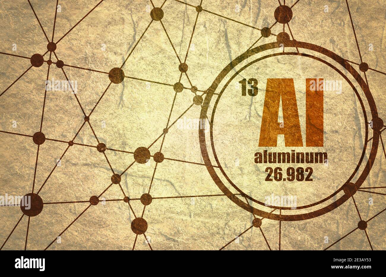 Aluminum chemical element. Sign with atomic number and atomic weight