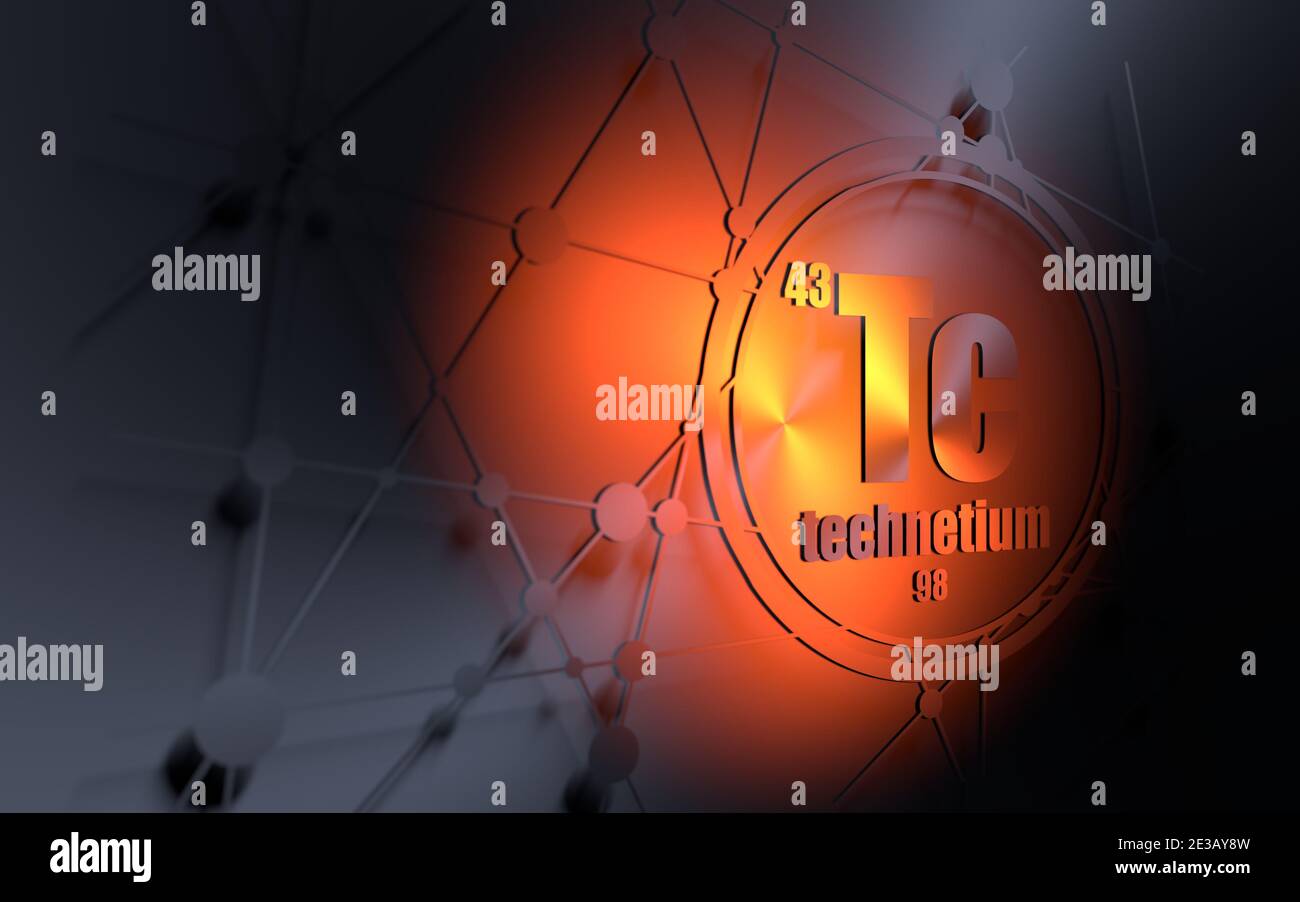 Technetium chemical element. Sign with atomic number and atomic weight ...