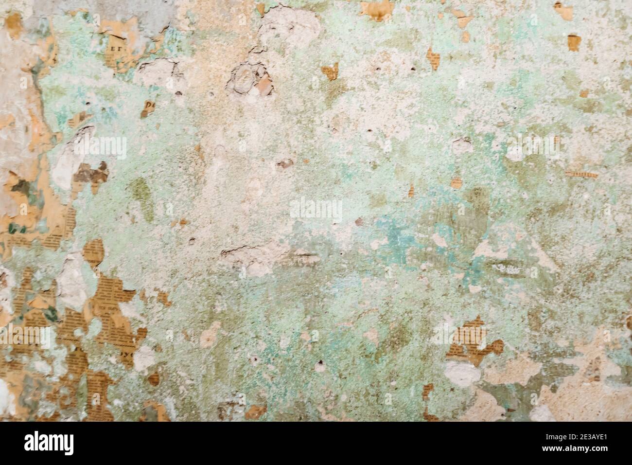 texture of old plaster wall old wallpaper restoration dirty green Stock ...