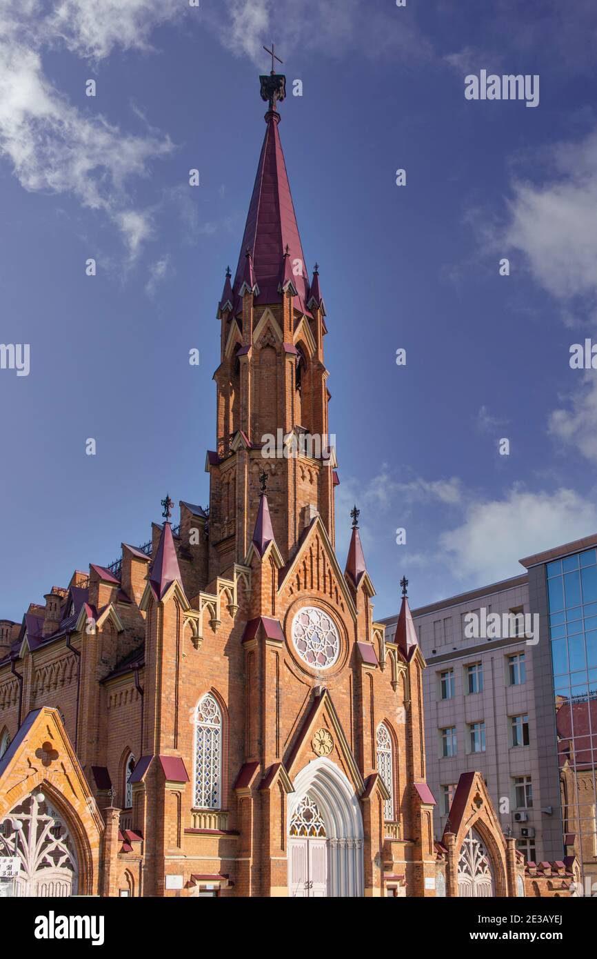 The Assumption of Blessed Virgin Mary Catholic Church in Irkutsk, Russia. Stock Photo