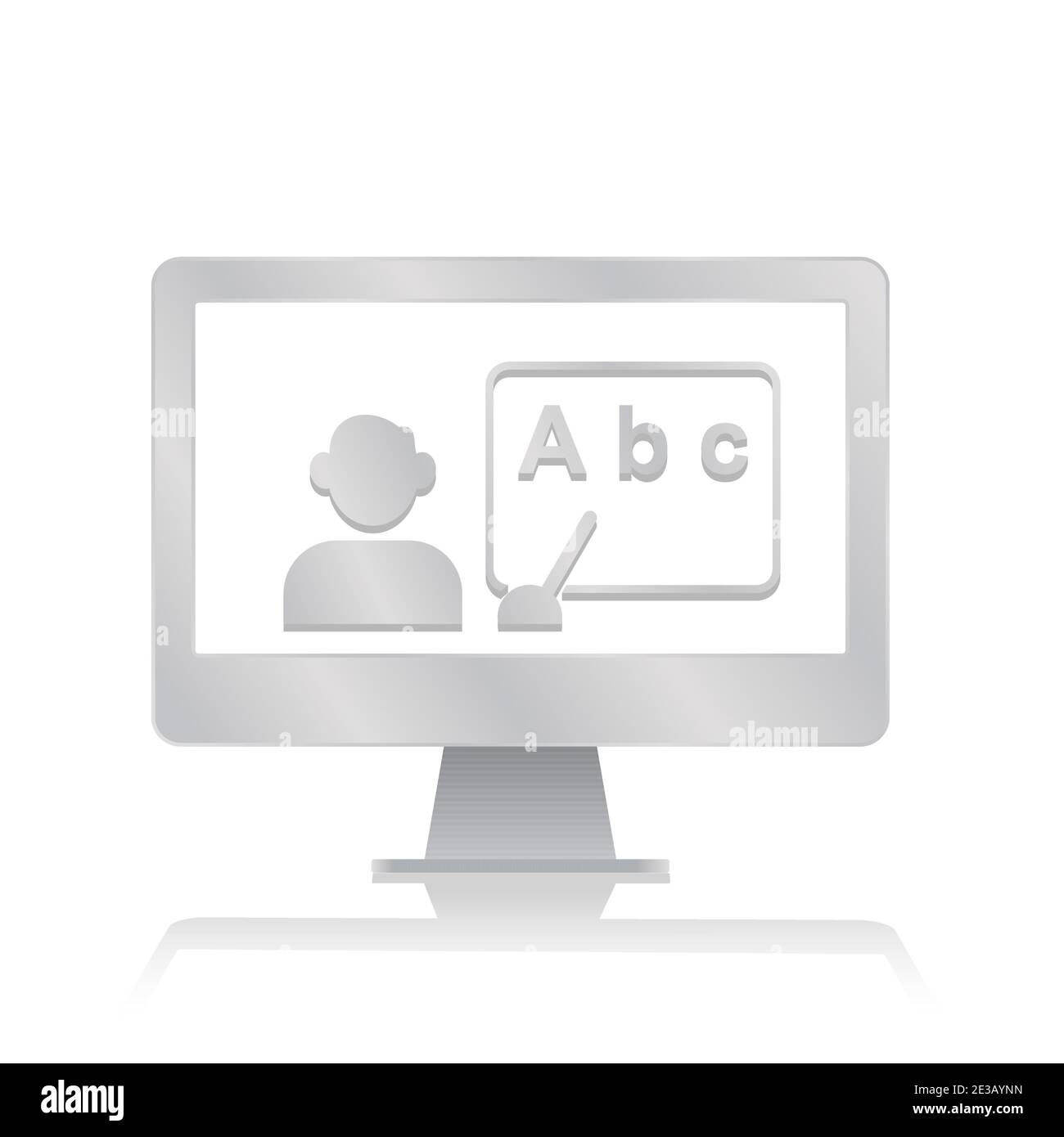online education teaching webinar inside blank screen computer monitor with reflection minimalist modern icon vector illustration Stock Vector