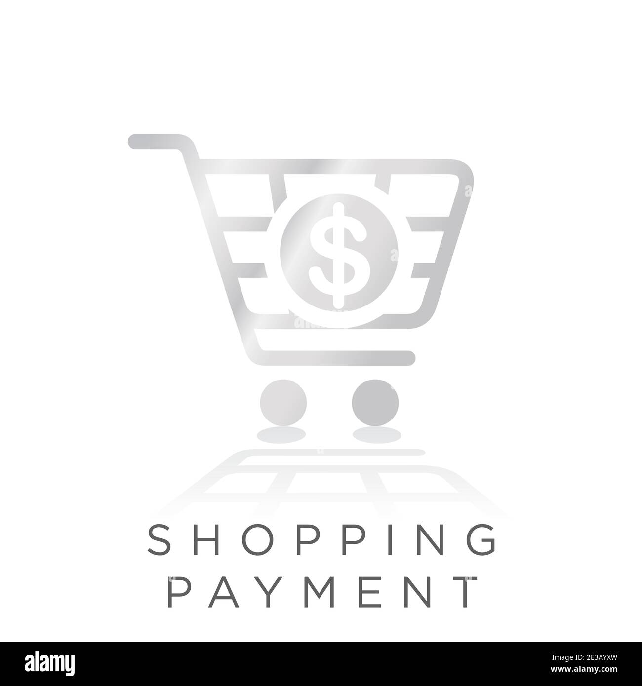 shopping payment metal gradient icon. shopping art with dollar currency inside vector illustration Stock Vector
