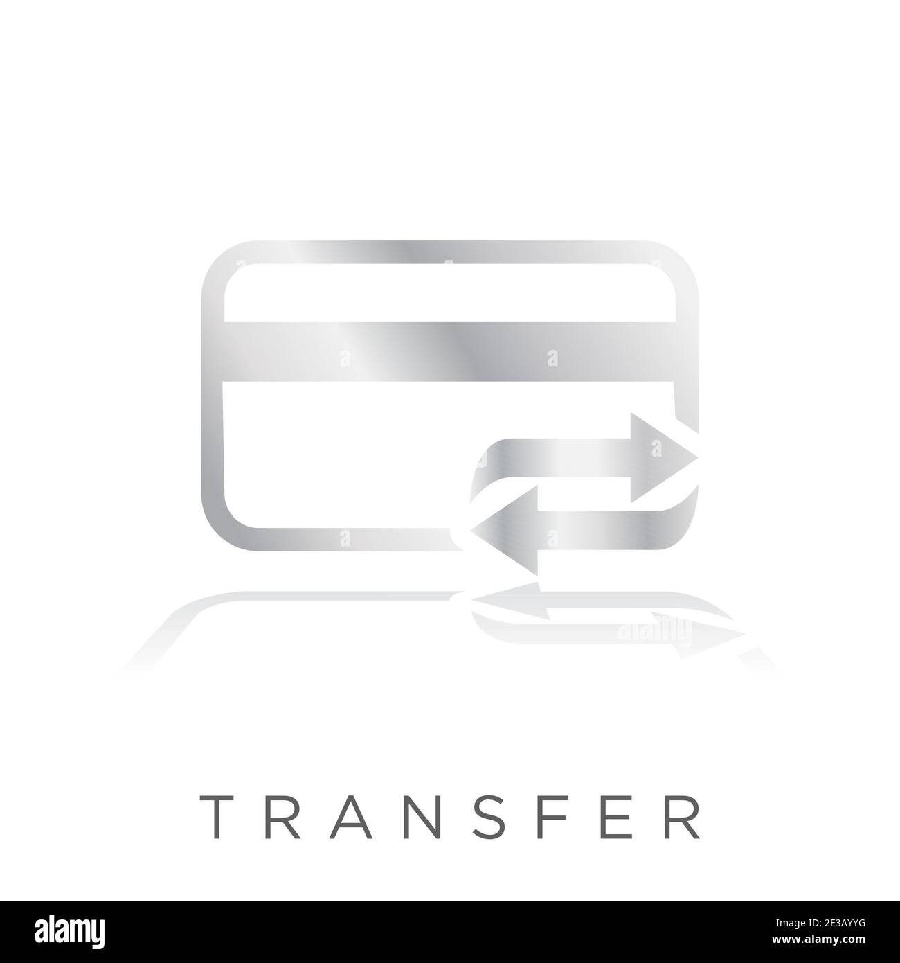 transfer reflected metal icon. credit card bronze gradient with exchange arrow vector illustration Stock Vector
