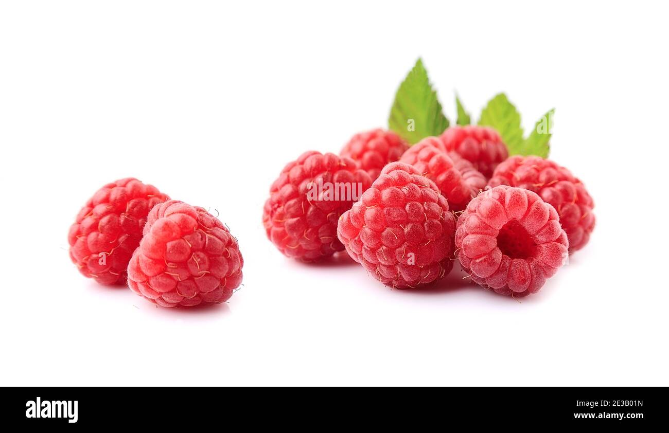 Fruit 20 Raspberry Sweet raspberry fruits in closeup on white backgrounds Stock Photo - Alamy