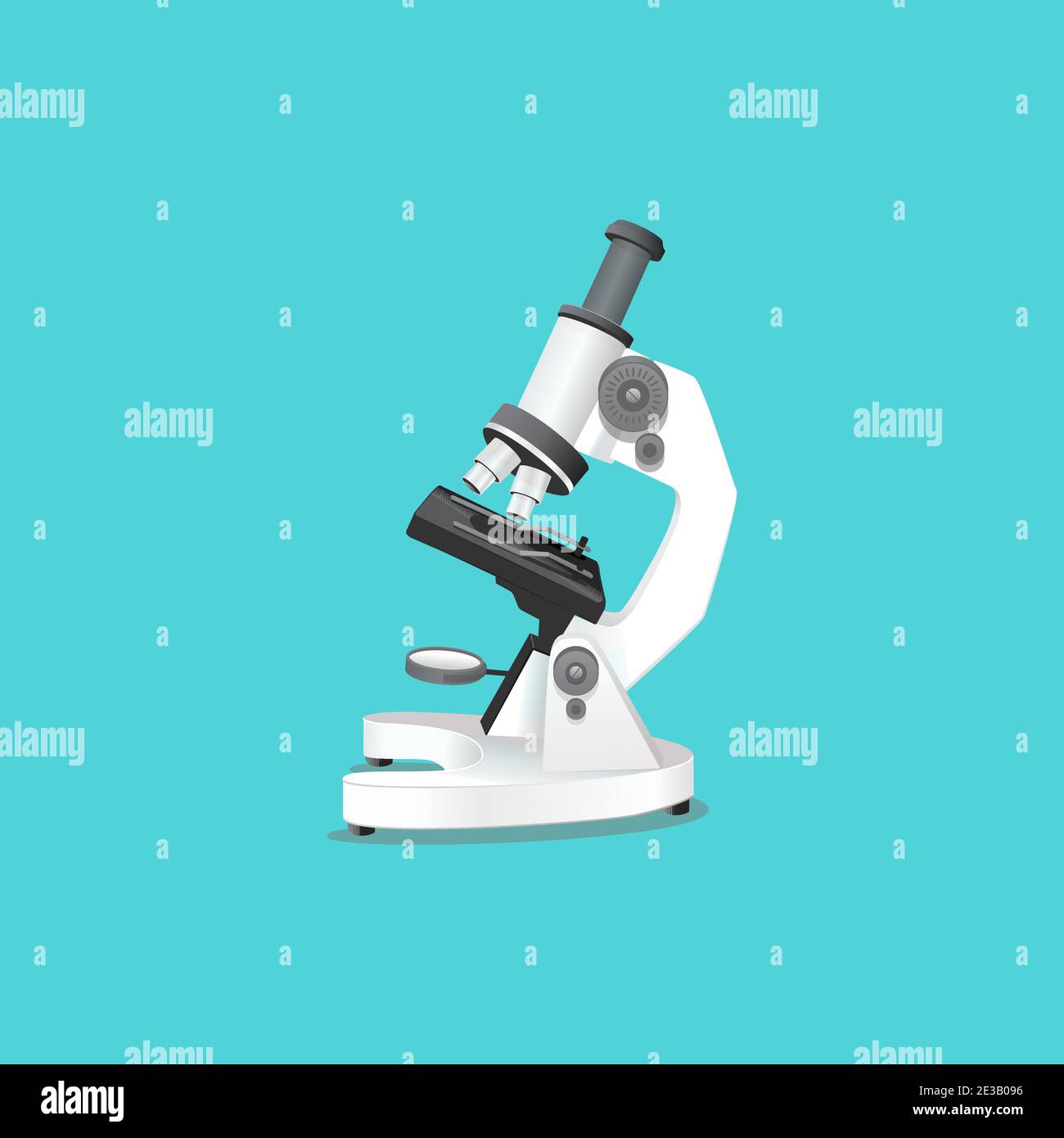 research concept floating microscope with shadow in blue backround vector illustration Stock Vector