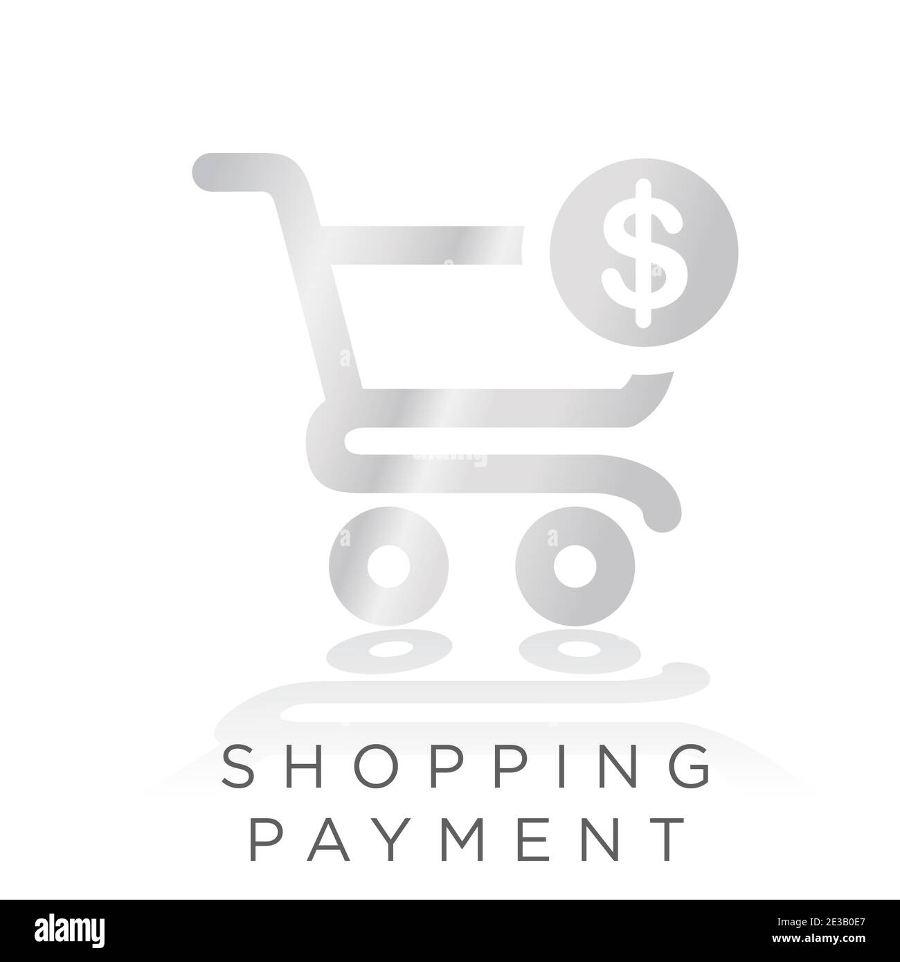 shopping payment metal gradient icon. Simple shopping cart with dollar currency inside vector illustration Stock Vector