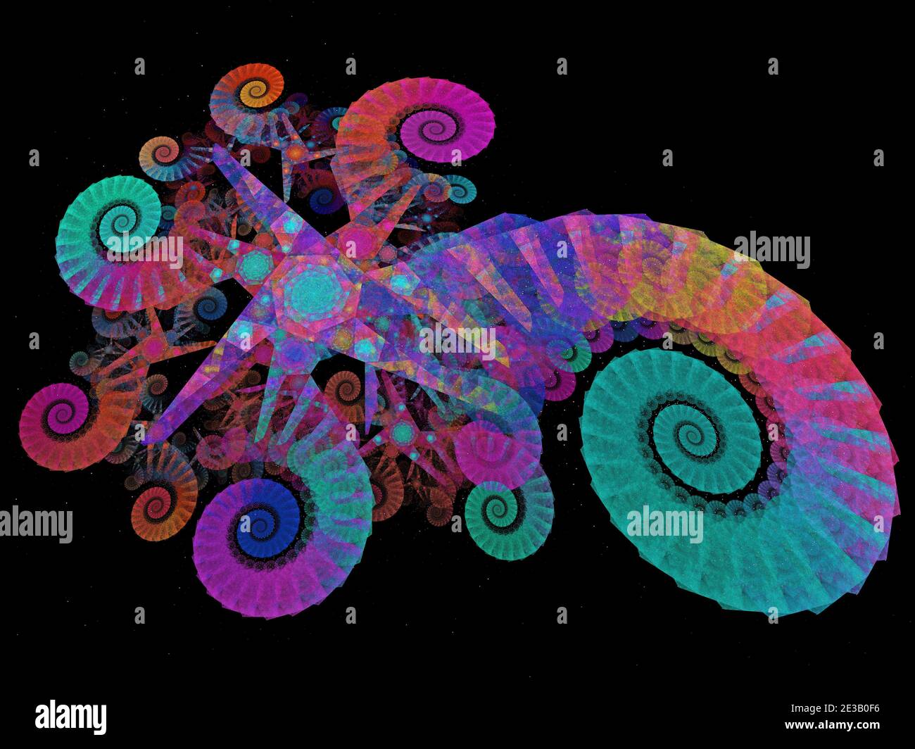 Colourful Spiraling Sparkly Design Stock Photo