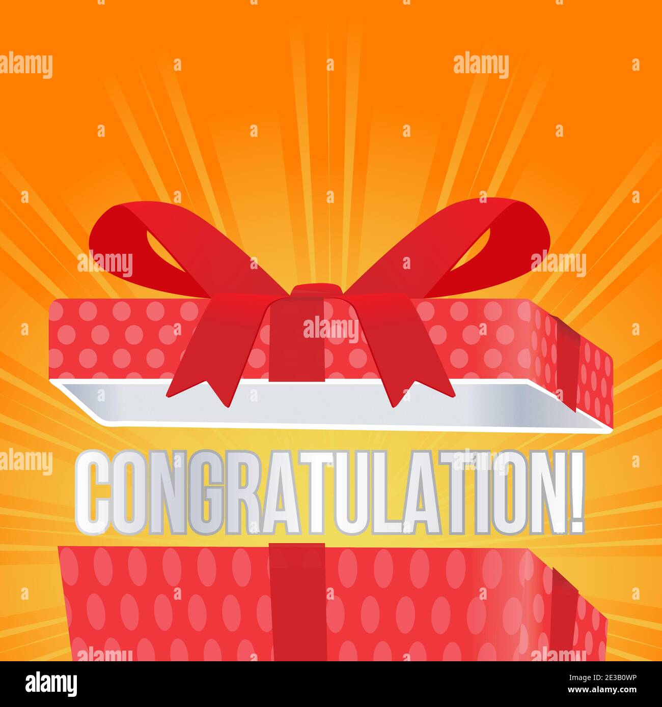 opened gift box with congratulation text vector illustration Stock Vector