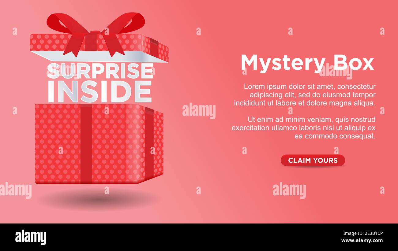 mystery box surprise inside custom web page concept vector illustration Stock Vector