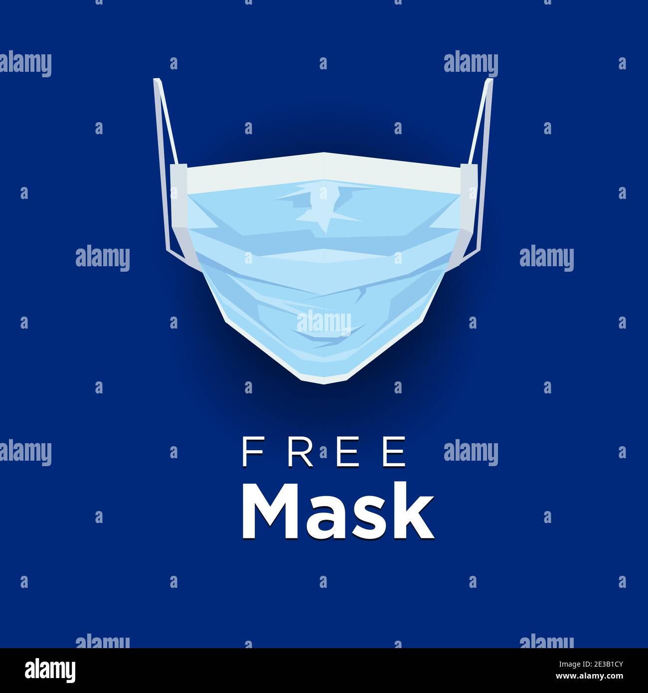 blue medical supply mask long shadow cartoon flat style minimalist vector style Stock Vector