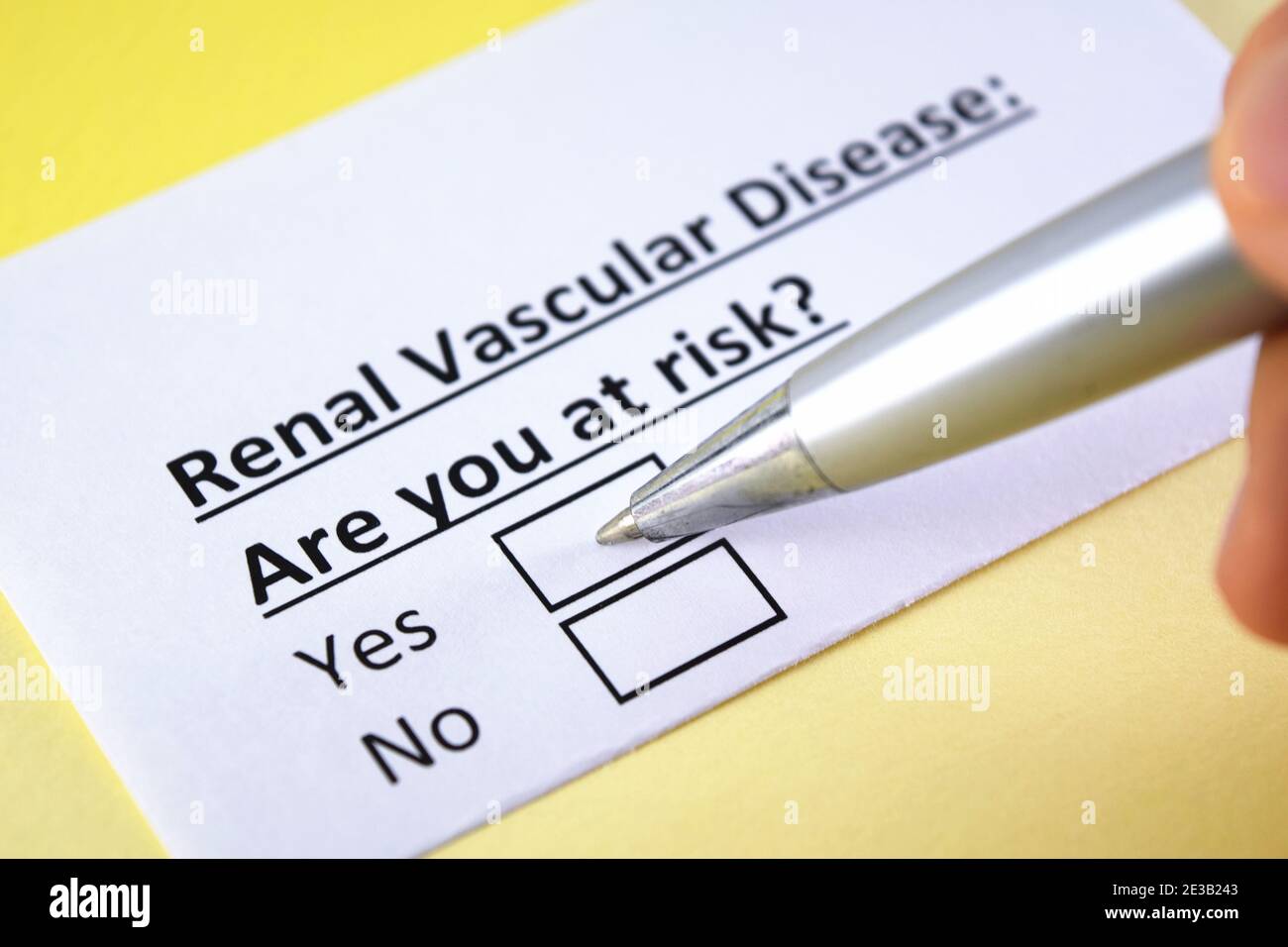 One person is answering question about renal vascular disease. Stock Photo
