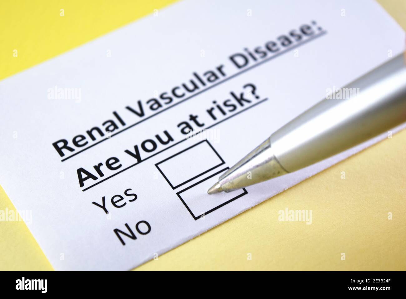 One person is answering question about renal vascular disease. Stock Photo