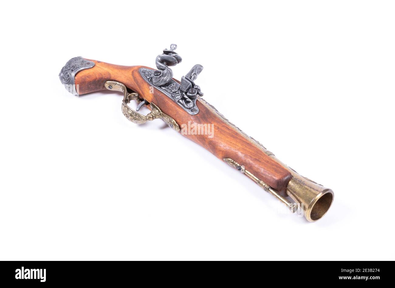 Old wooden gun isolated on a white background Stock Photo - Alamy