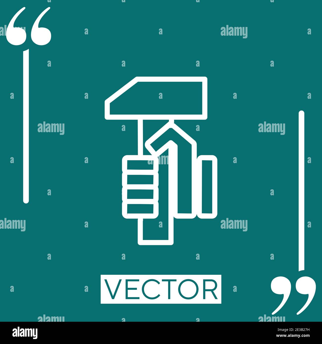 hand holding pick hammer vector icon Linear icon. Editable stroke line Stock Vector