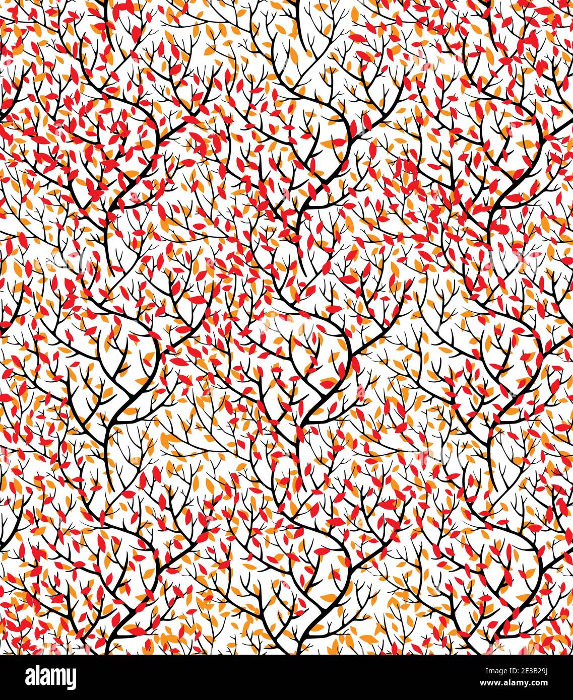 Tree or bushes branches with red leaves vector Stock Vector