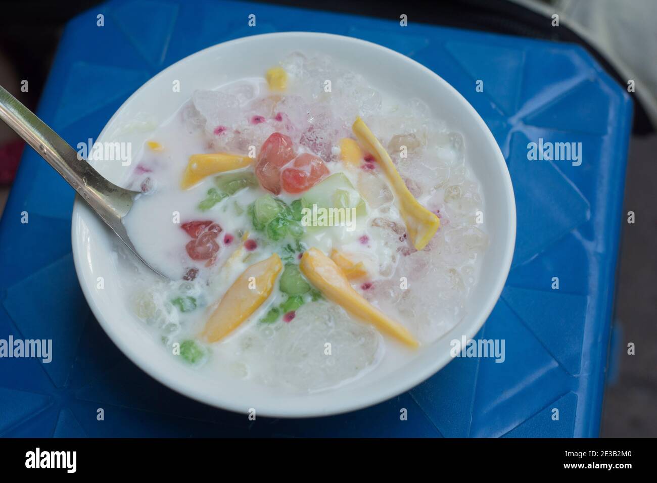 Vietnamese street food cold Tapioca pudding dessert with coconut milk