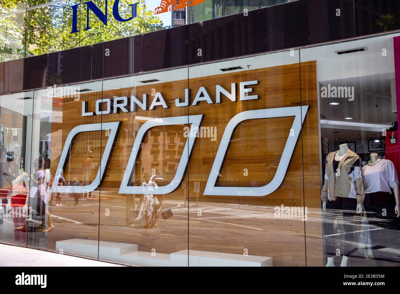 Lorna Jane activewear store in Sydney, lorna Jane sells sports and leisure clothes for women,Sydney,Australia Stock Photo
