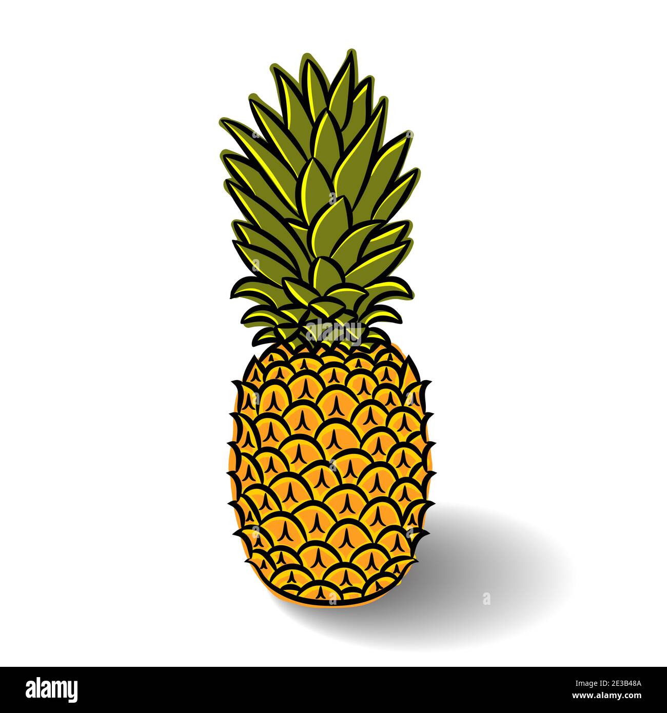 Kids doodle drawing of Pineapple isolated on white background. Hand