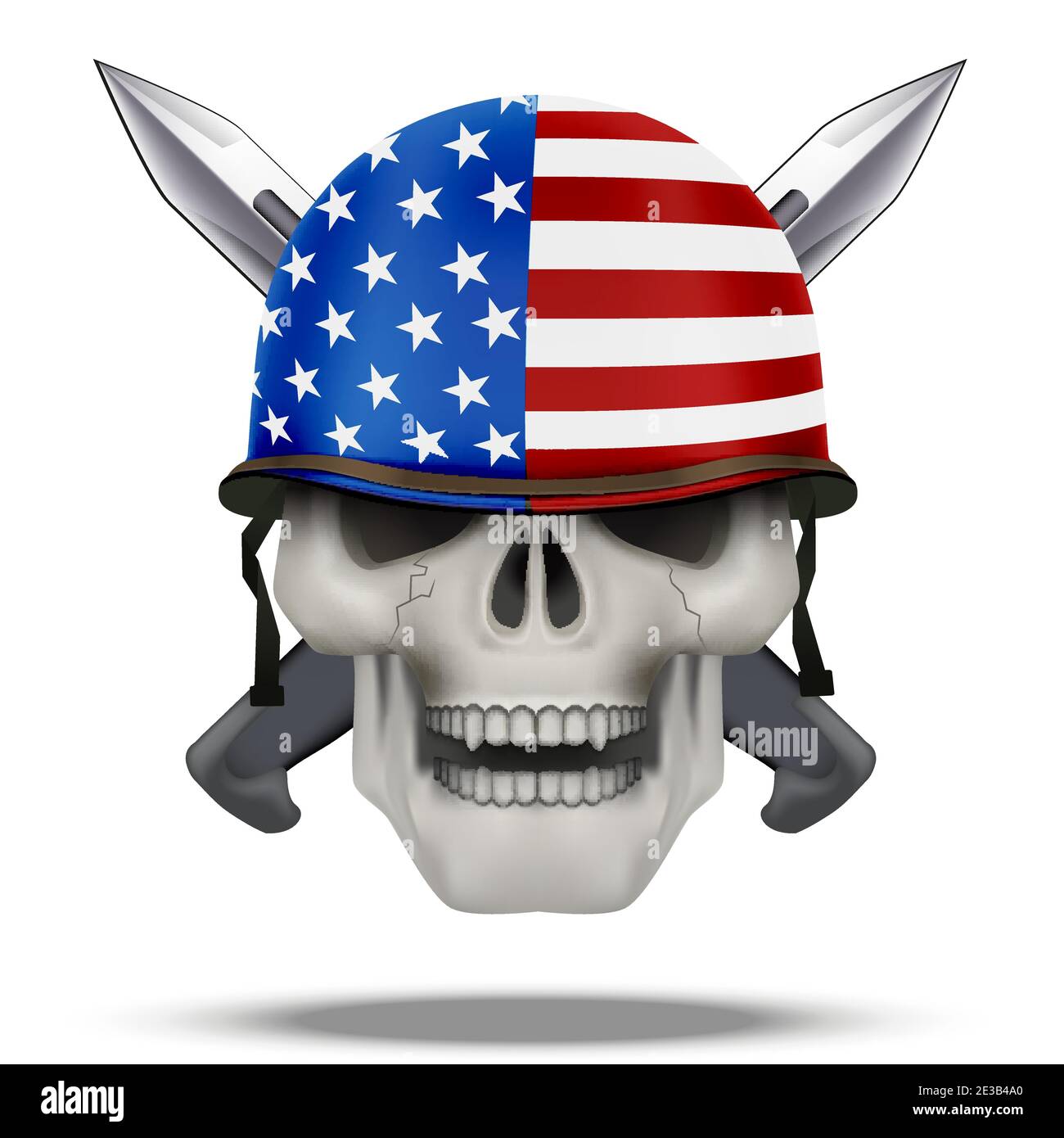 Skull with knife USA label Stock Vector