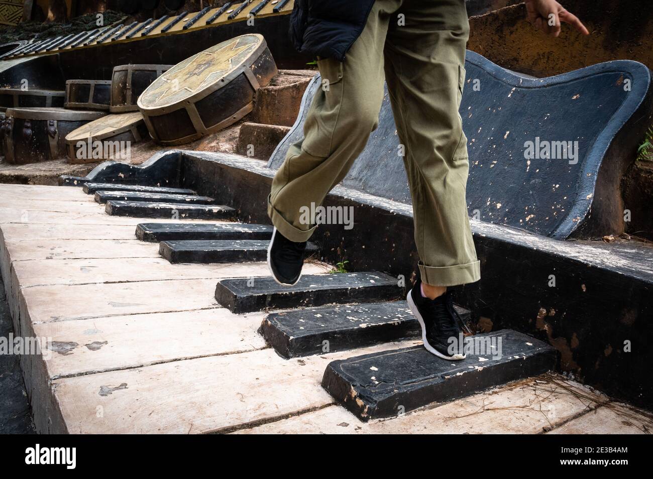 Legs on clay piano, Clay Tunnels near Dalat, Vietnam Stock Photo