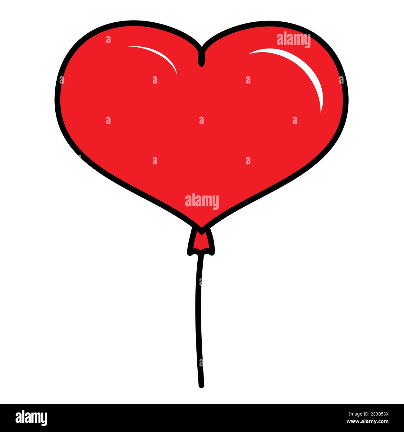 Inflatable balloon doodle clipart, red balloon on a string