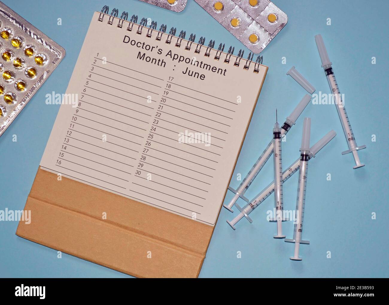 Month of June Doctor's Appointment calendar with disposable injection ...