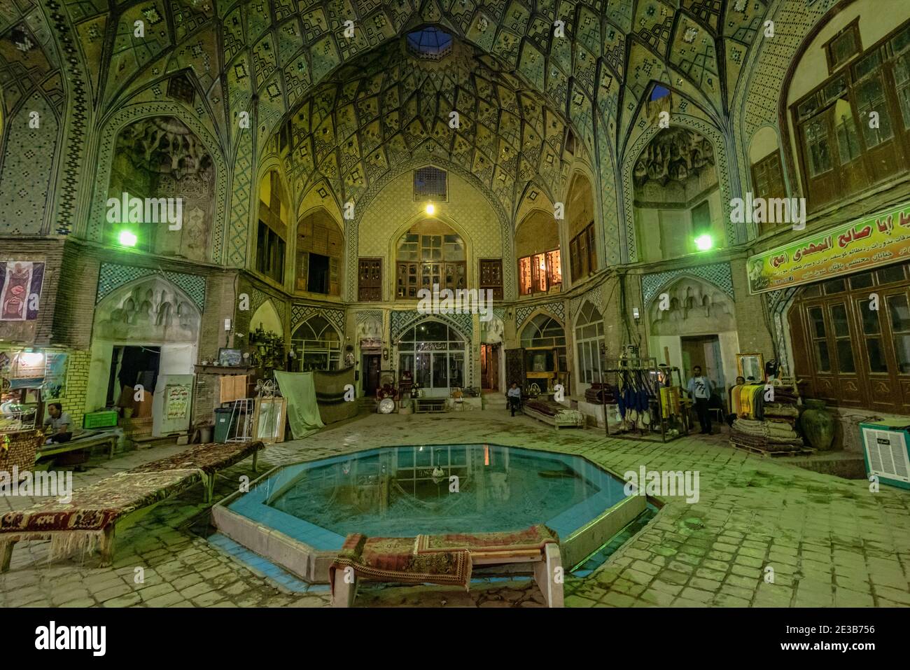 Aminoddole Caravansarai or Timche Plaza, Kashan bazaar, Kashan, Iran. Stock Photo