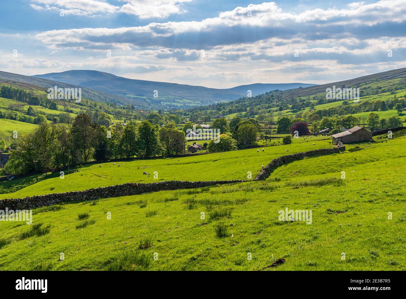 Yorkshire Dales landscape in the Dent Dale near Cowgill, Cumbria, England, UK Stock Photo