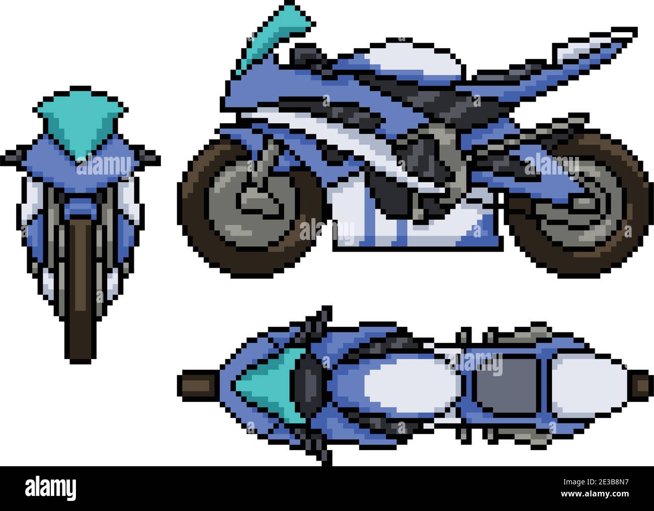pixel art set isolated modern motorcycle Stock Vector Image & Art - Alamy