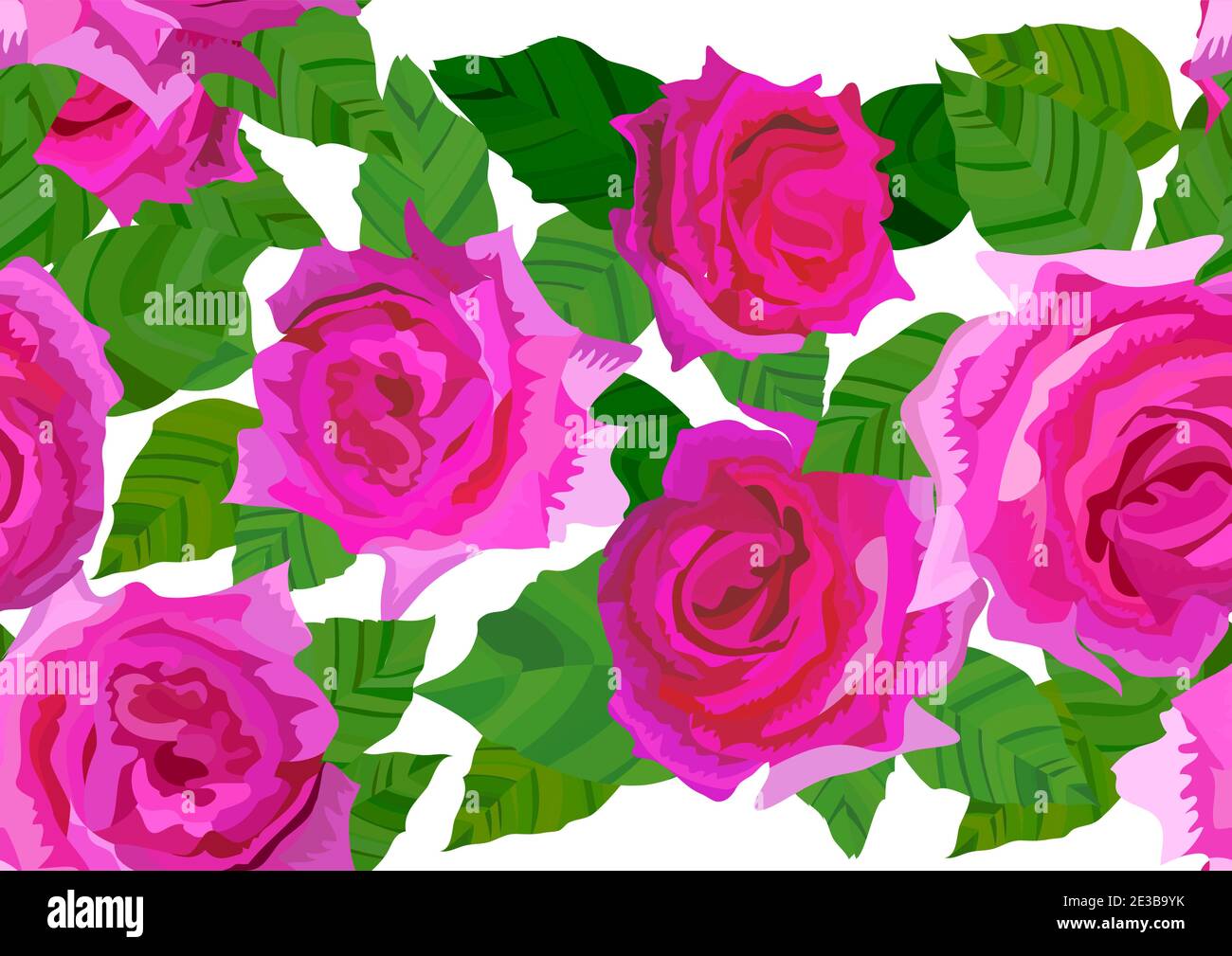 Zephirine Drouhin rose seamless floral background Stock Vector