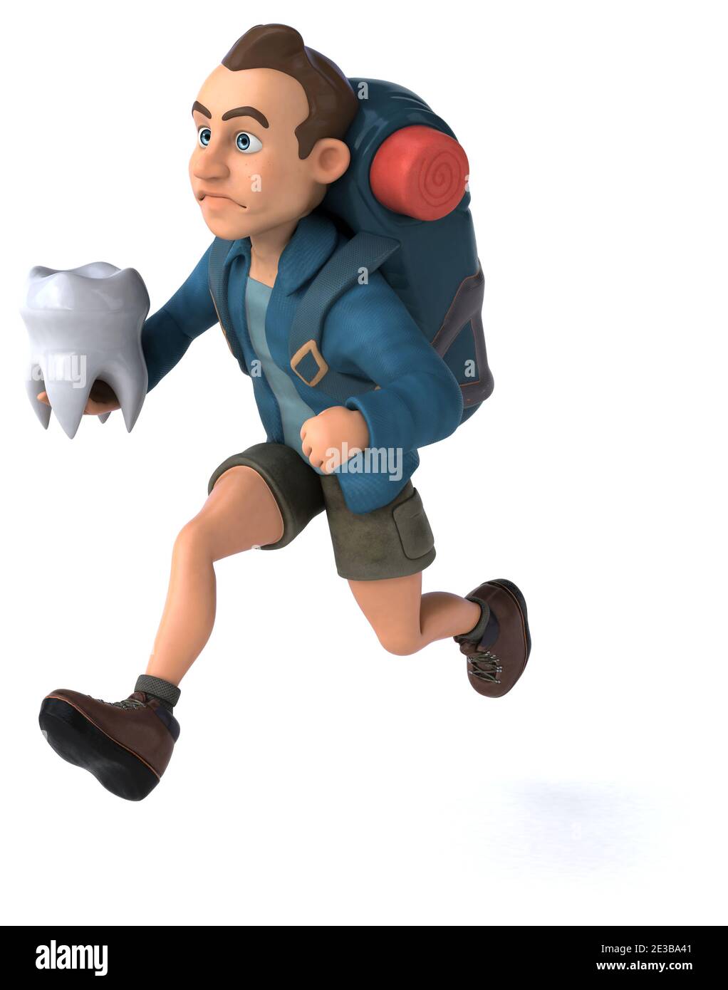 Fun illustration of a 3D cartoon backpacker Stock Photo - Alamy