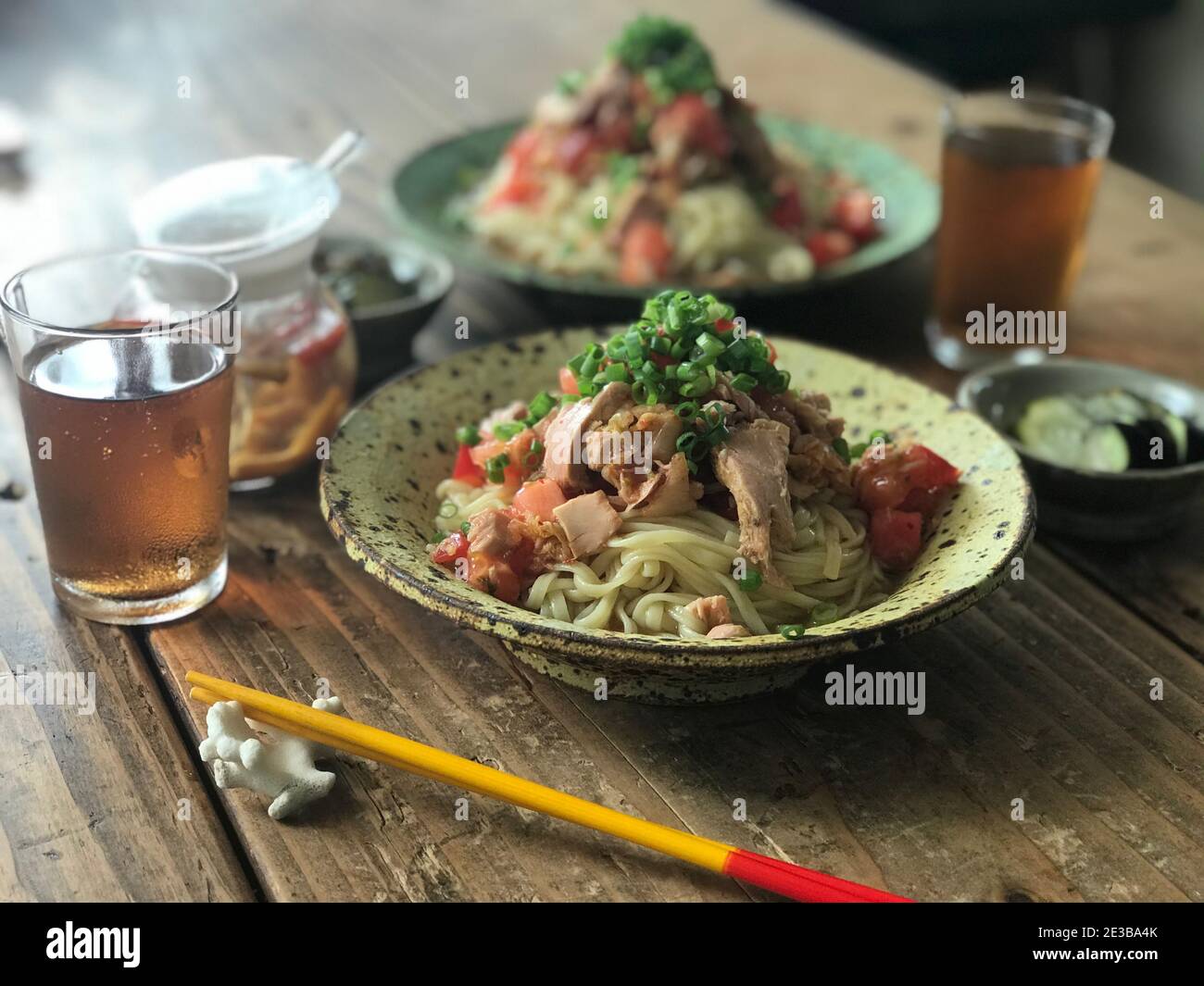 Cold Noodles of Tomato, Kimchi and Tuna Stock Photo Alamy