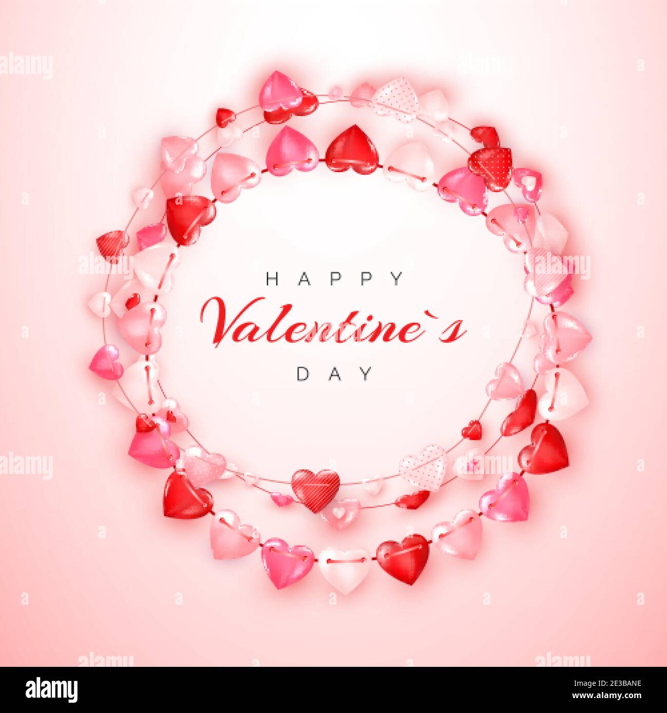 Valentine's day greeting card template with text and decoration garland of hearts. Vector Stock Vector