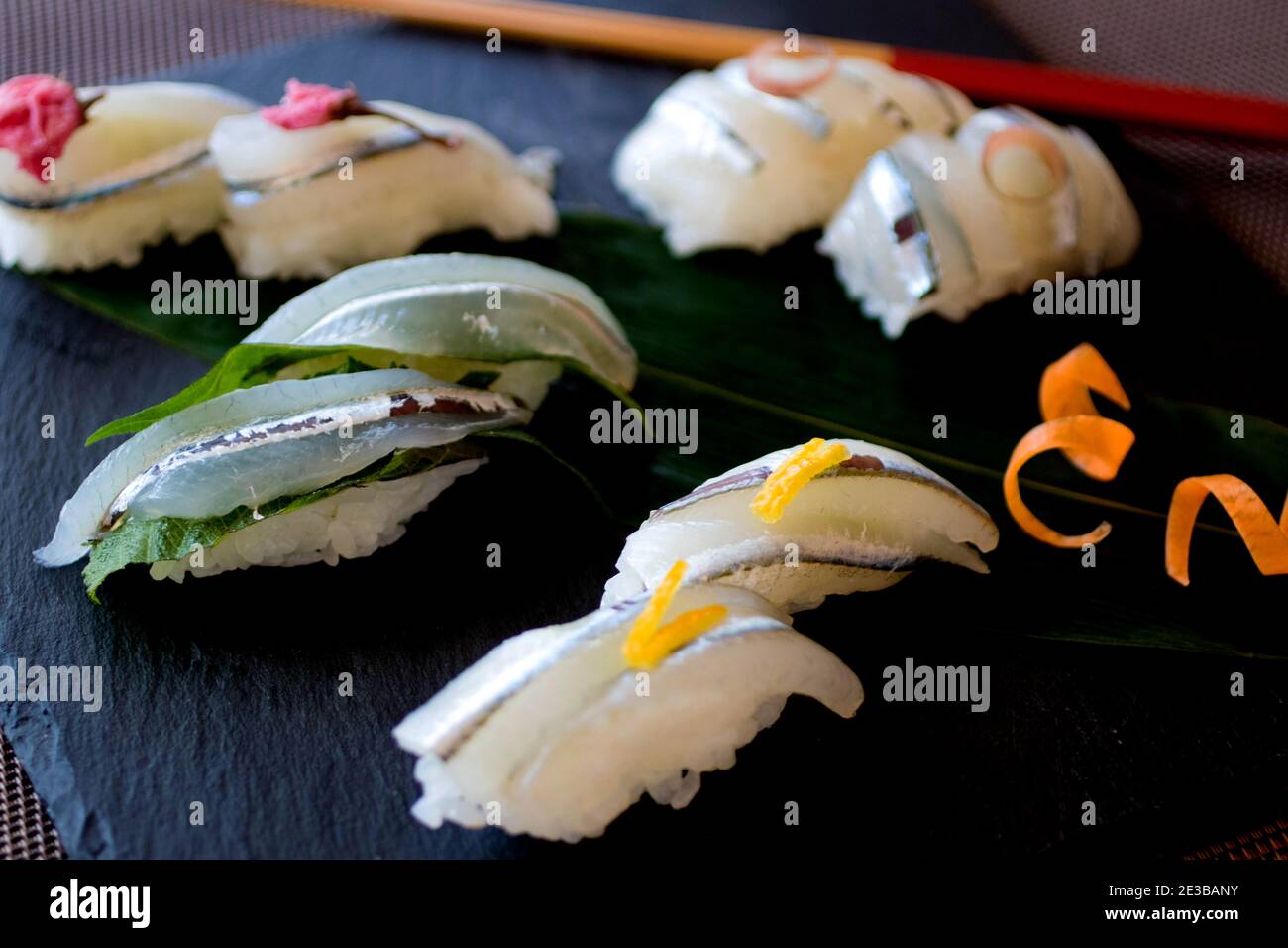 Halfbeak Sushi, Japanese Food Stock Photo