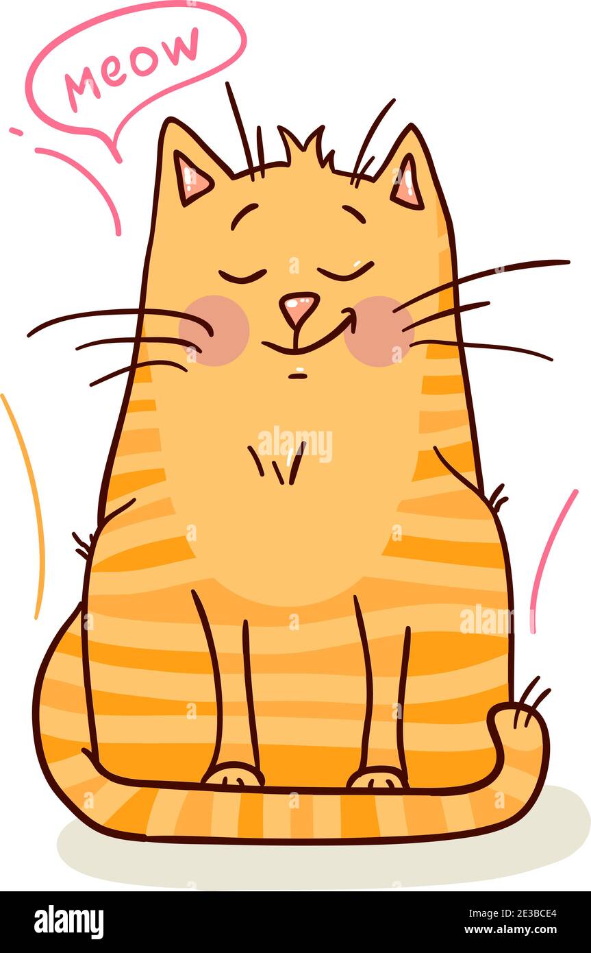 Cute red cat on white background vector illustration. Stock Vector