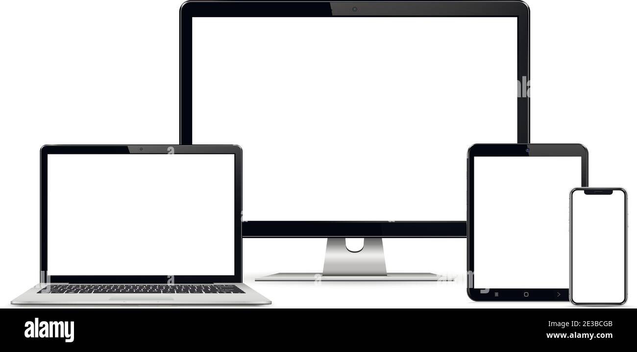 Computer screen, laptop, tablet, phone Stock Vector