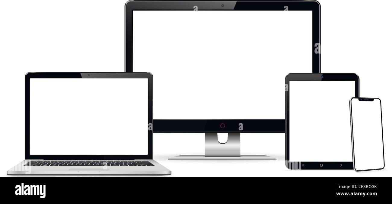 Computer screen, laptop, tablet, and smart phone Stock Vector