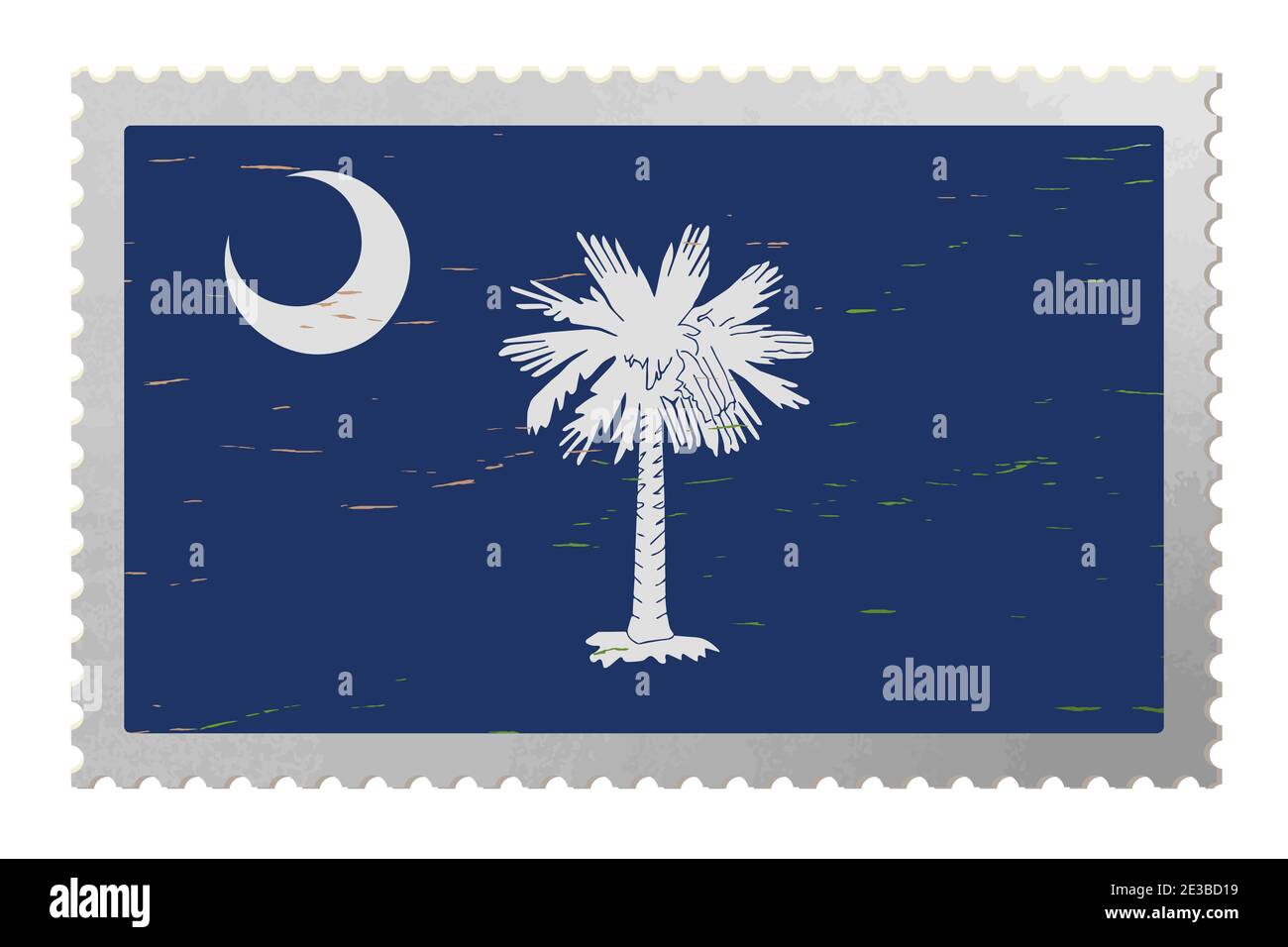 South Carolina USA flag on old postage stamp, vector Stock Vector