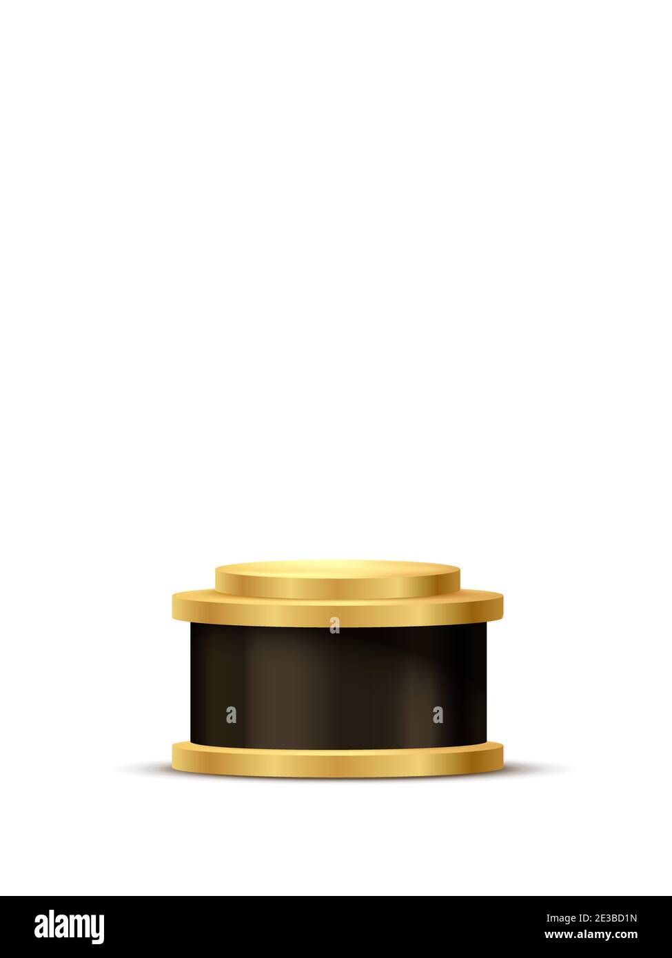 Award trophy with golden and black podium isolated on white background. Champion glory in