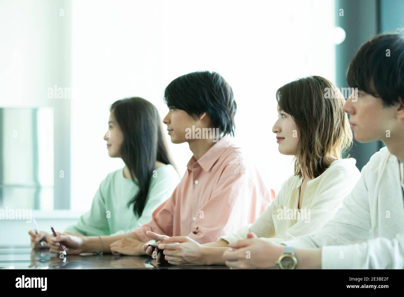 Japanese university students in the classroom Stock Photo