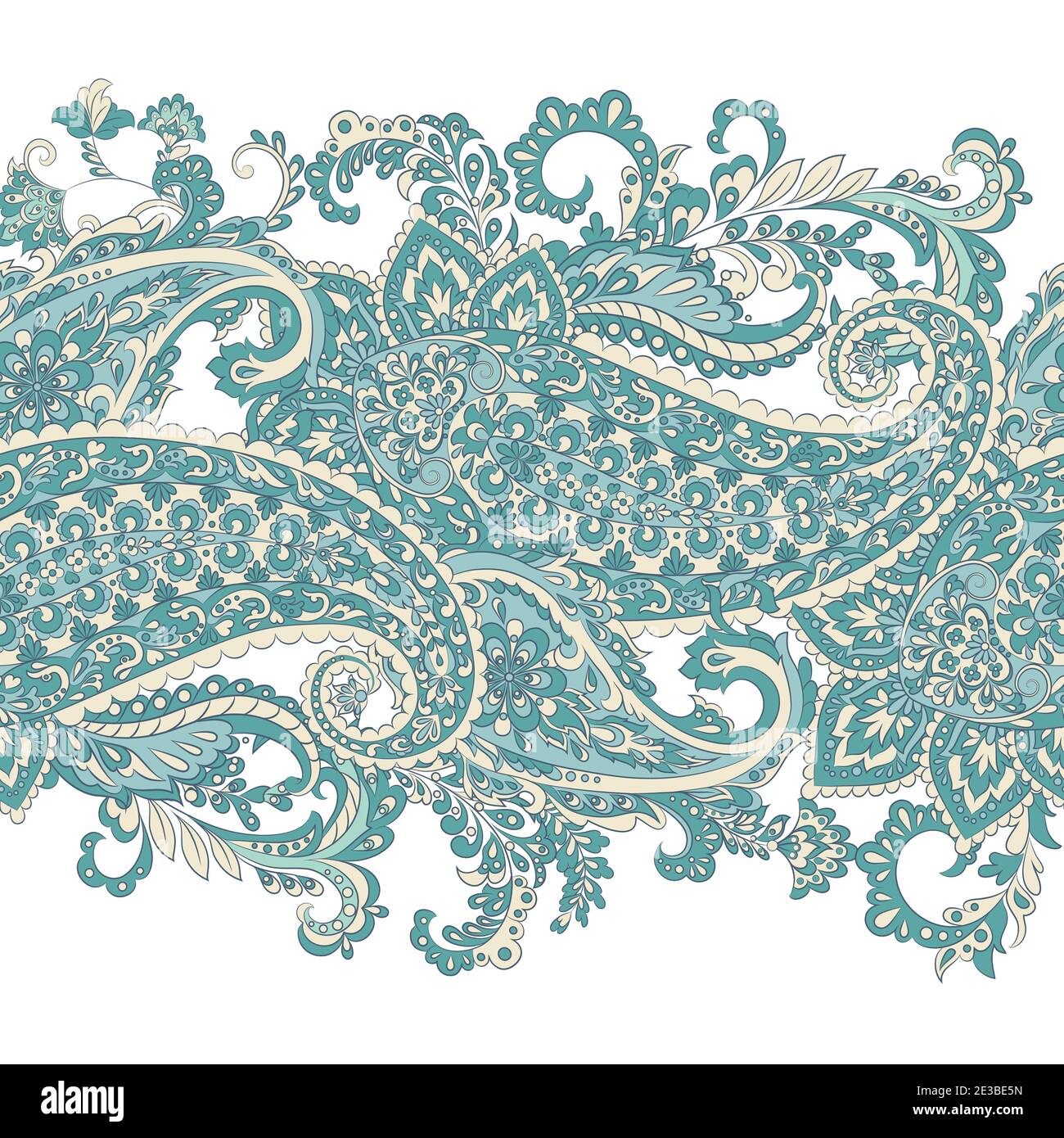 Paisley Damask ornament. Isolated Vector border Stock Vector